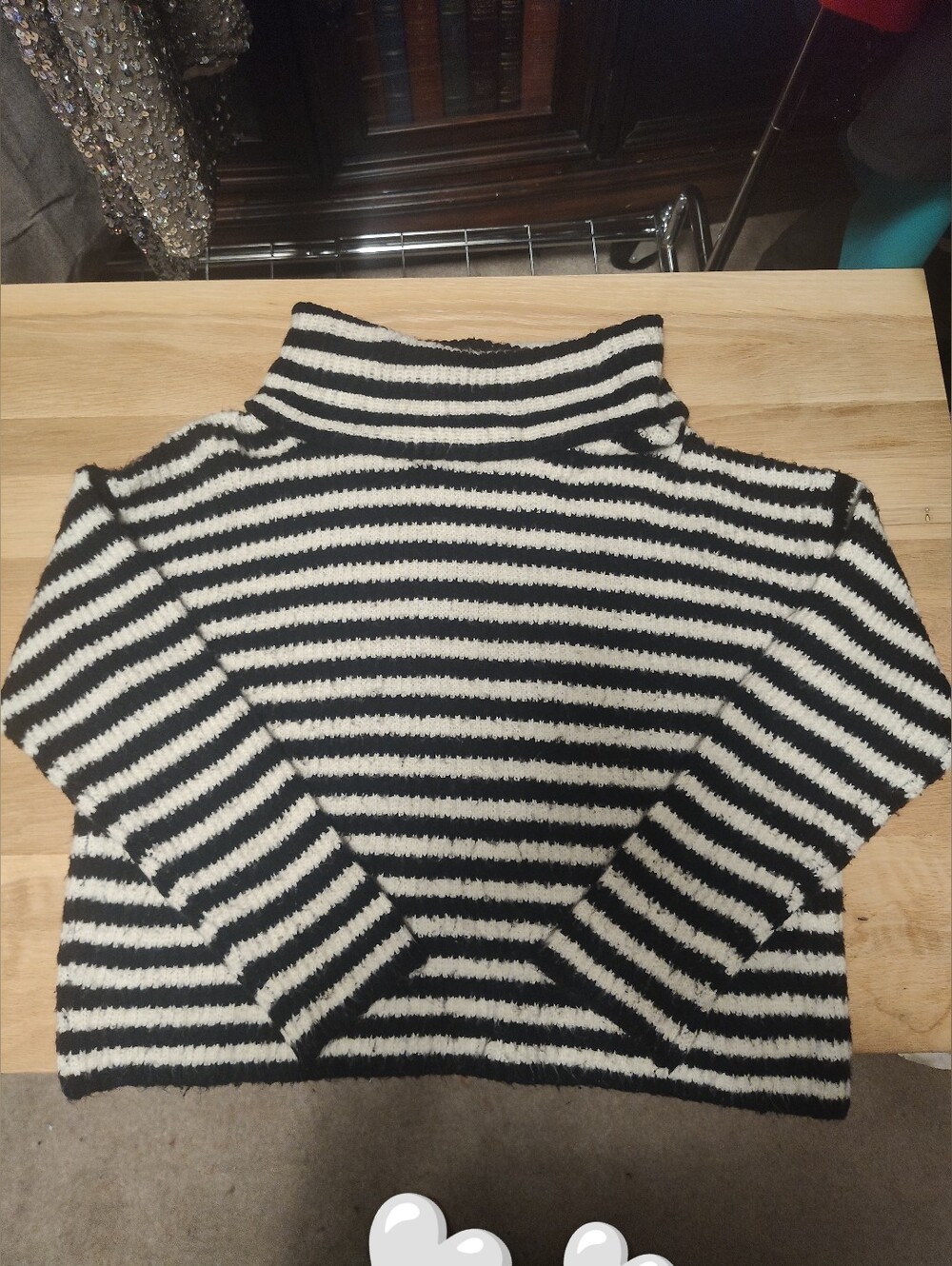 Forever 21 Black And White Turtle Neck Sweater